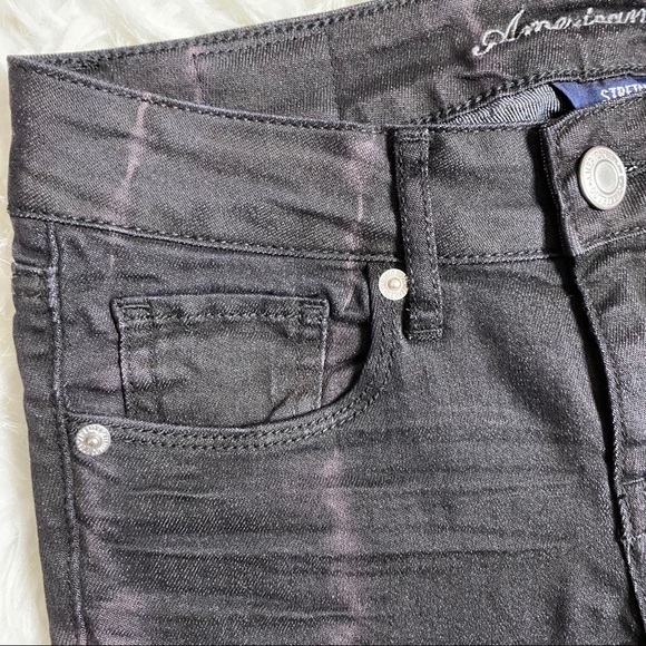 🔥SOLD🔥 American Eagle Electric Stripe Skinny Jeans Black - Picture 7 of 16